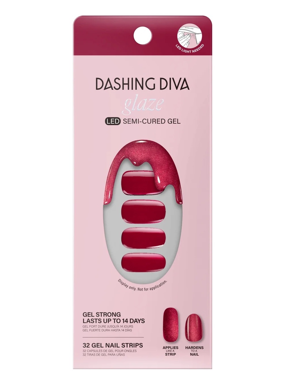 Dashing Diva Glaze Effect Semi-Cured Gel Nail Strips - Ruby Red Apple, NEW - Picture 1 of 7